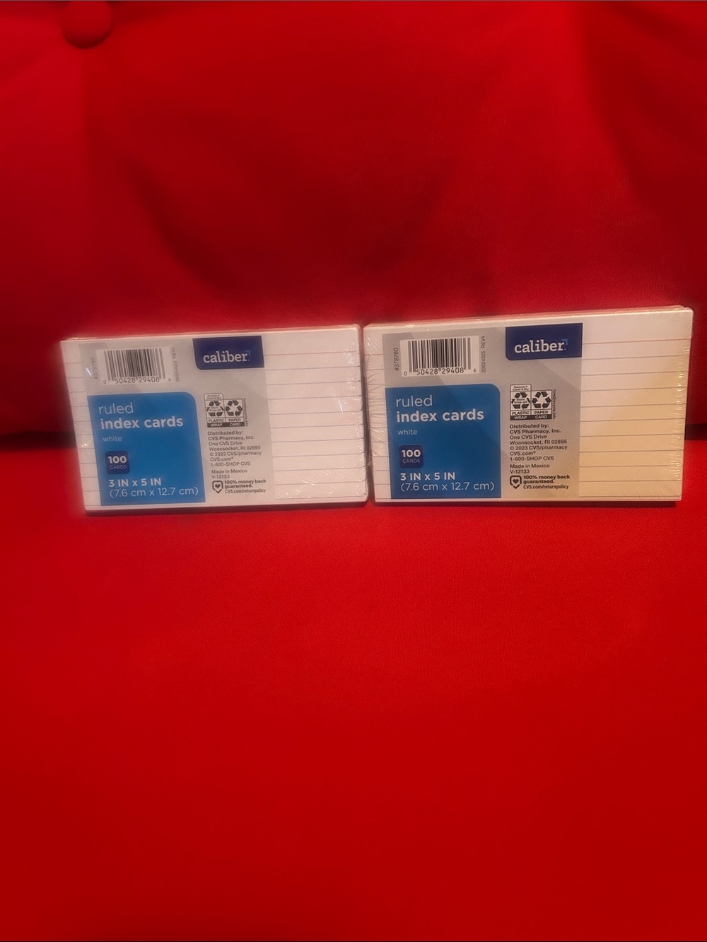 Caliber Ruled Index Cards - White (2 Packs)